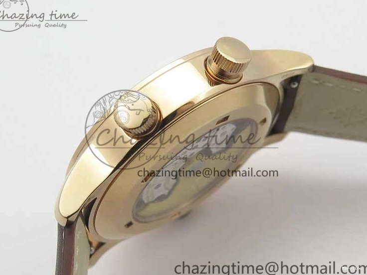 MIROTIME 0323 Calatrava 5524R Pilot Travel Time RG GRF Brown Dial on Brown Leather Strap MIYOTA TopPick 7155